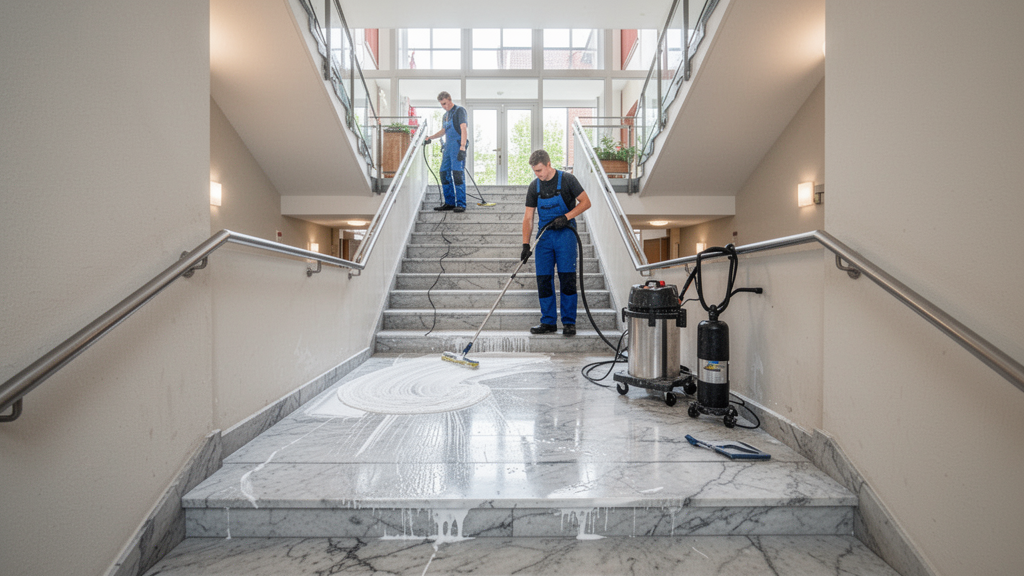 Treppenhaus sauber halten: 5 Profi-Tipps für Vermieter und Hausverwaltungen - F.K.I. Gebäudereinigung Blog