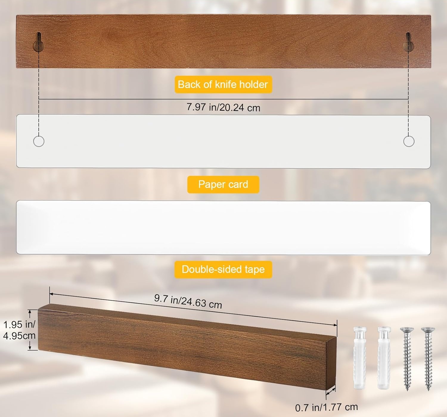 Chazrt magnetic knife holder dimensions and included accessories