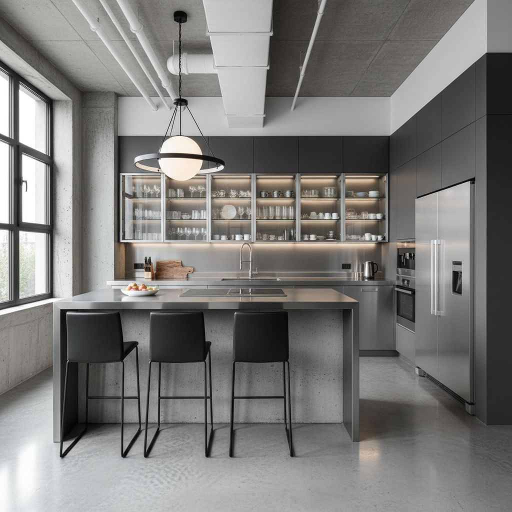 Contemporary Glass and Steel Kitchen