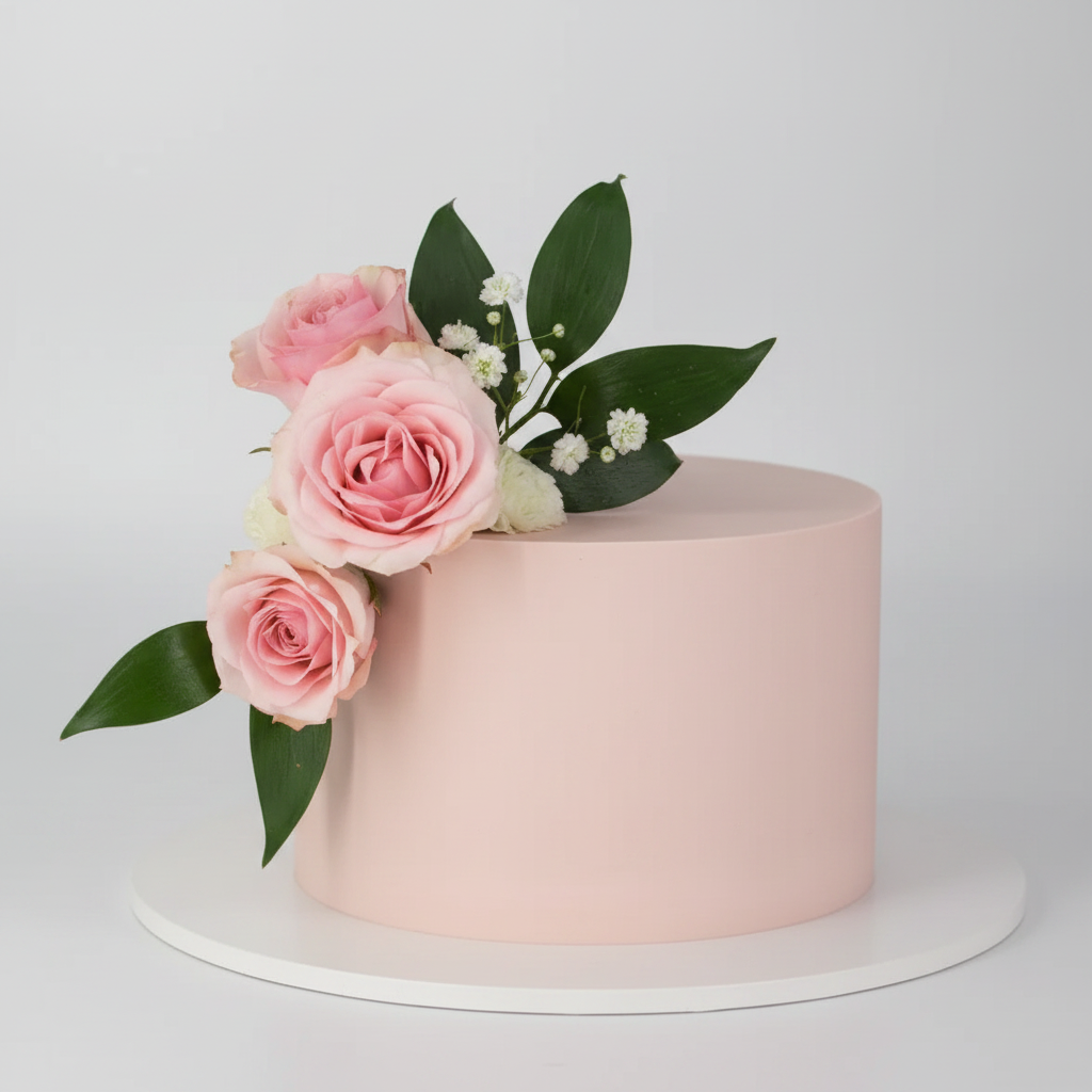Floral 3-tier fondant wedding cake – Blush Rose