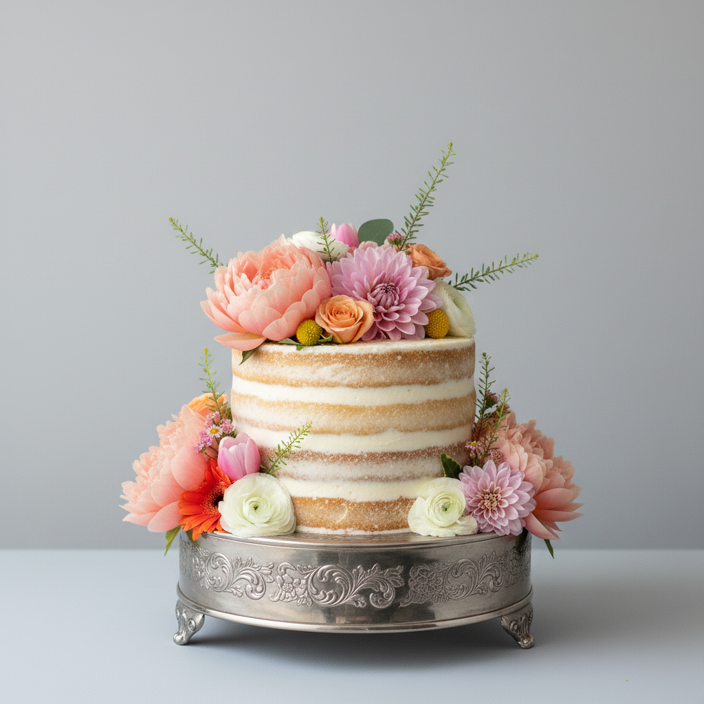 Floral 1-tier buttercream wedding cake Baltimore – Floral Naked