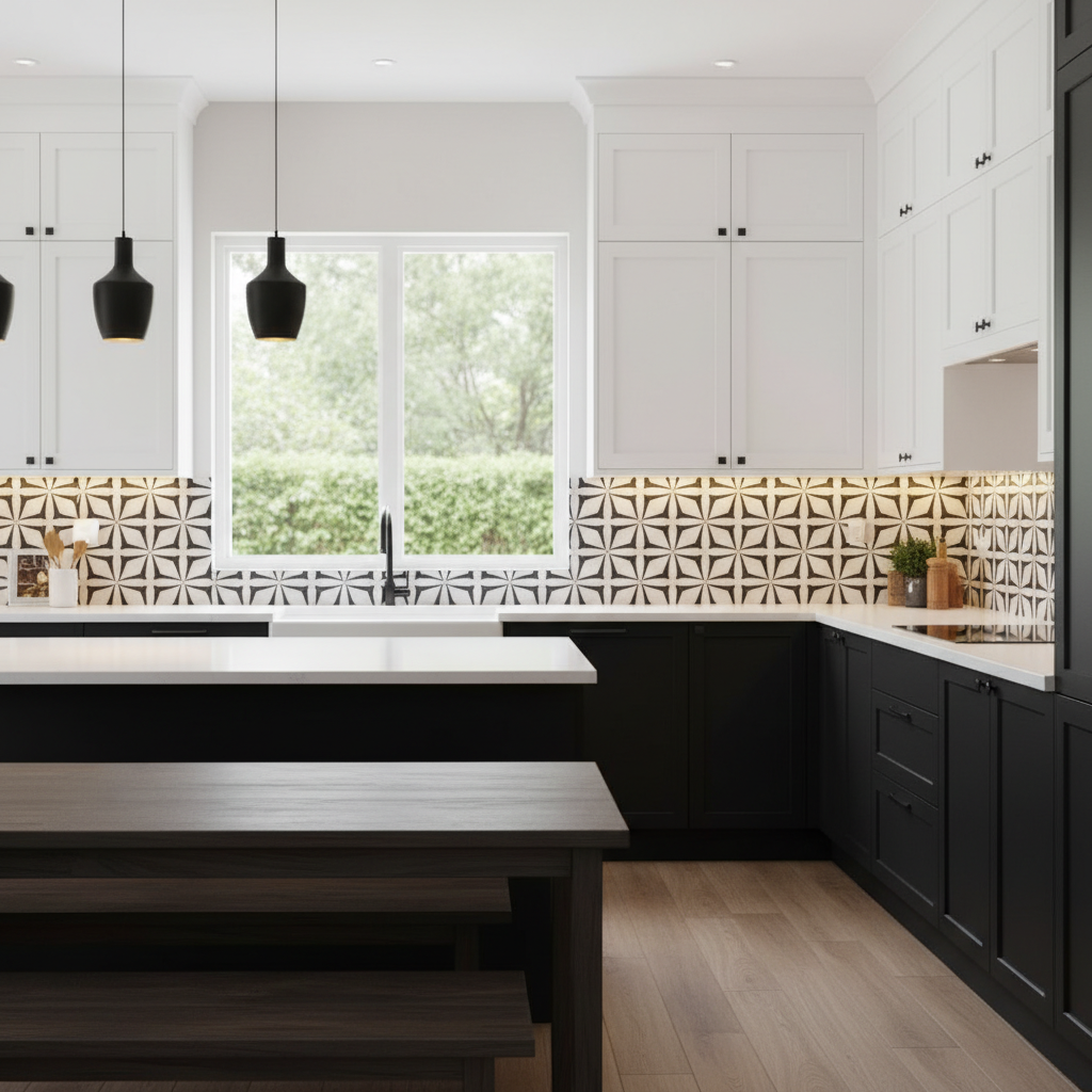 Contemporary Black and White Contrast Kitchen