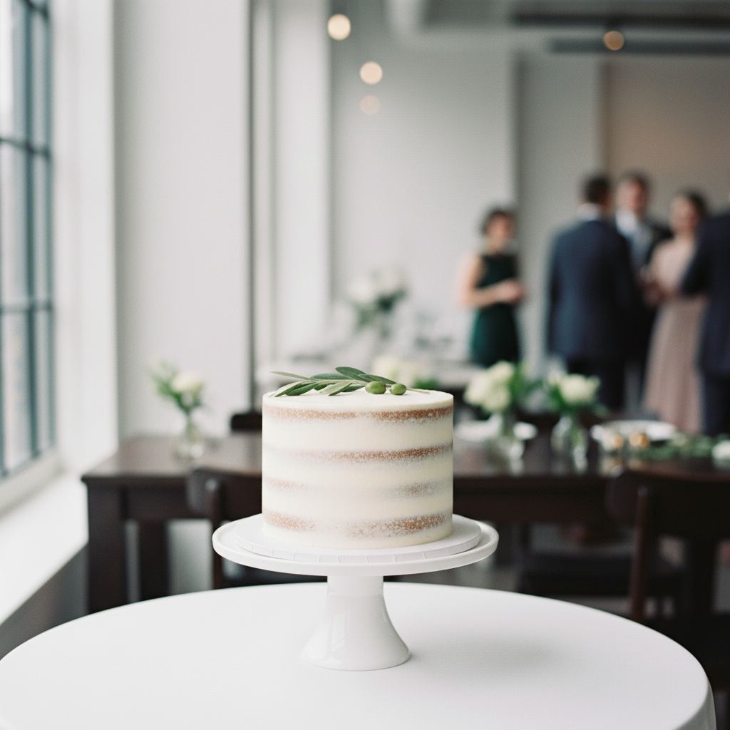 Minimalist 1-tier semi-naked wedding cake Baltimore – Sage and Stone