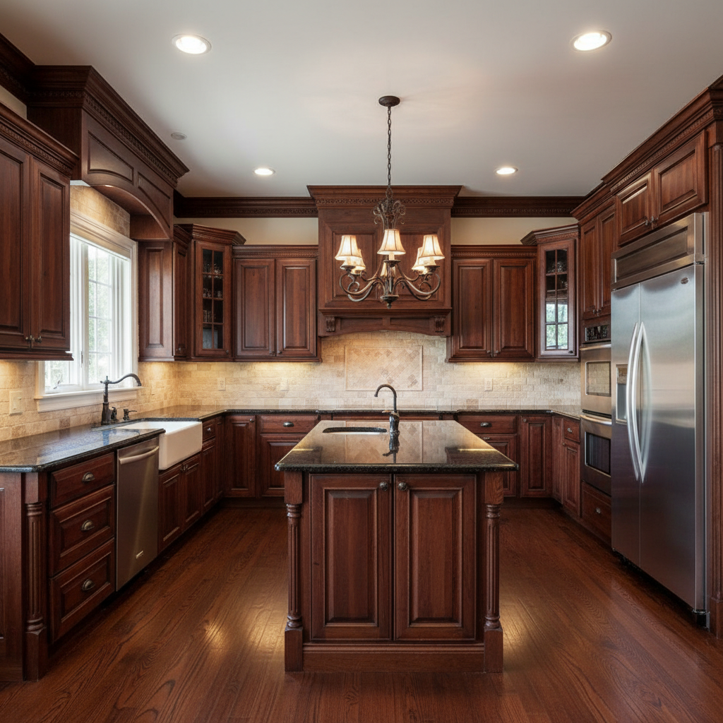 Traditional Dark Cherry Kitchen