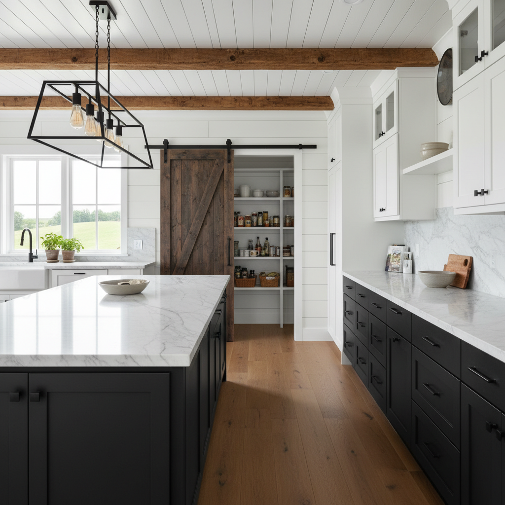 Black and White Modern Farmhouse Kitchen