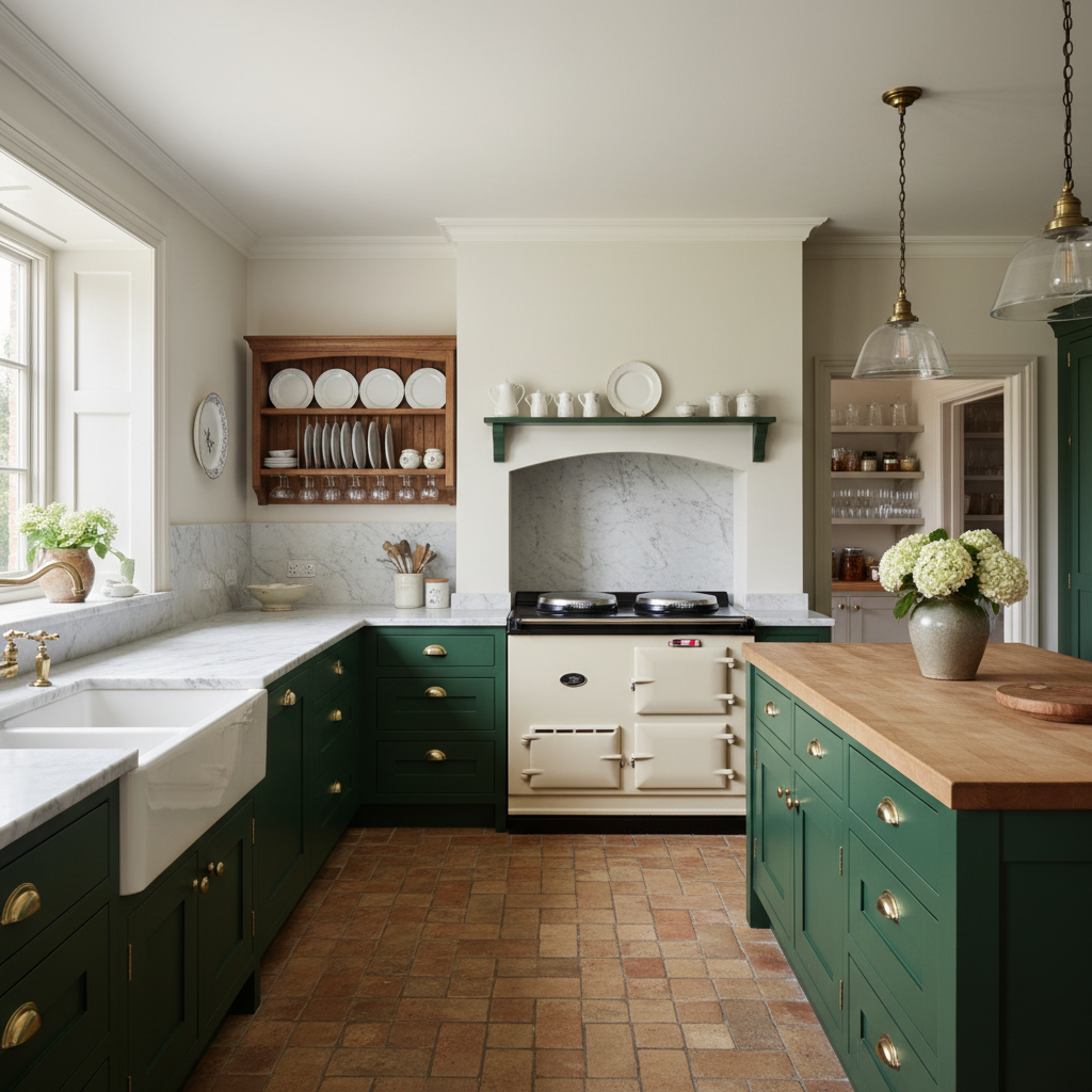Traditional English Green Kitchen