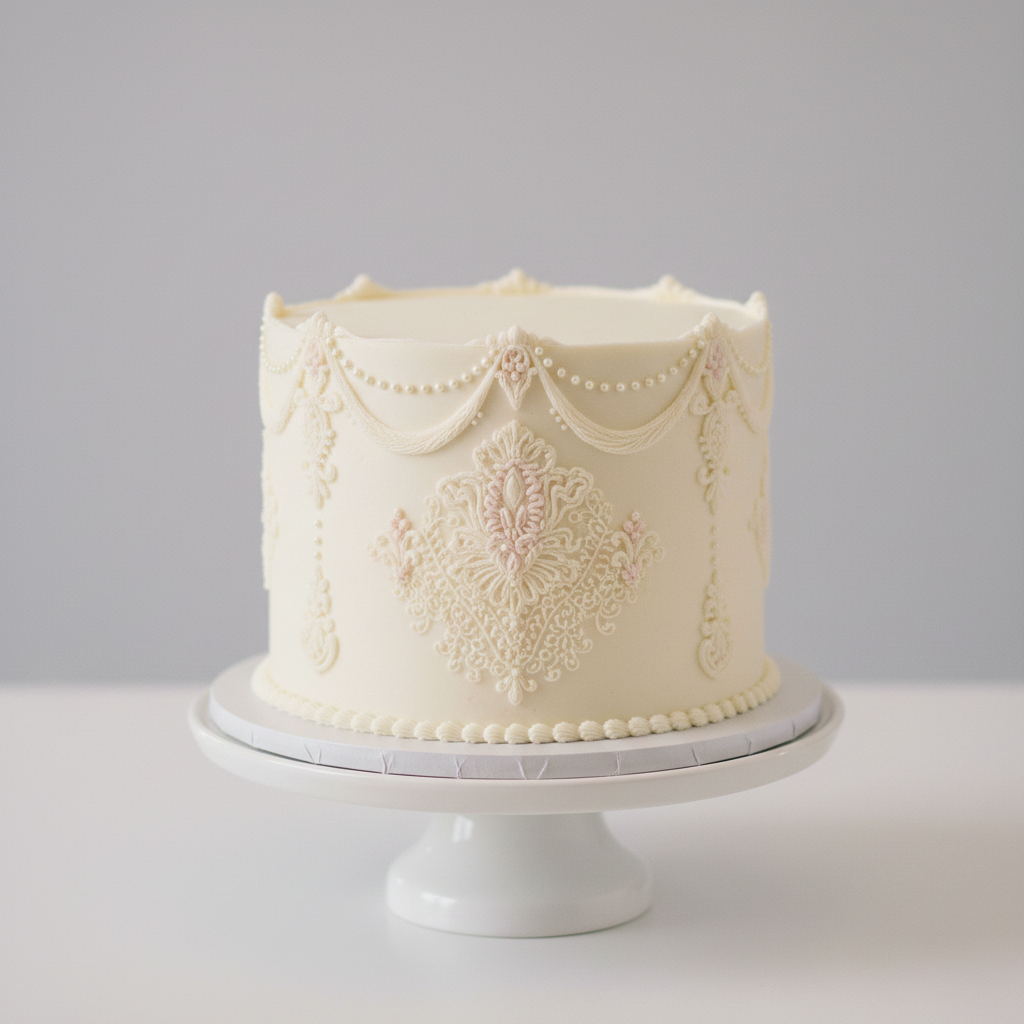 Vintage 1-tier buttercream wedding cake Baltimore – Victorian Lace