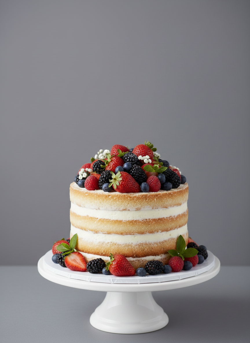 Rustic 1-tier naked wedding cake Baltimore – Berry Bliss