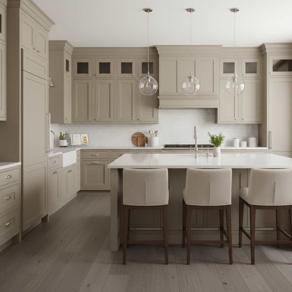 Transitional Greige Neutral Kitchen