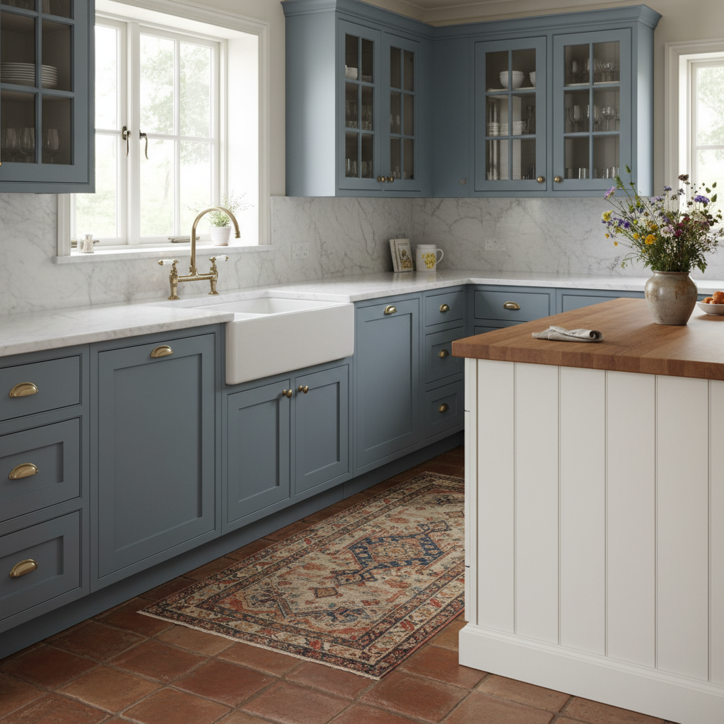 Country Farmhouse Blue Kitchen