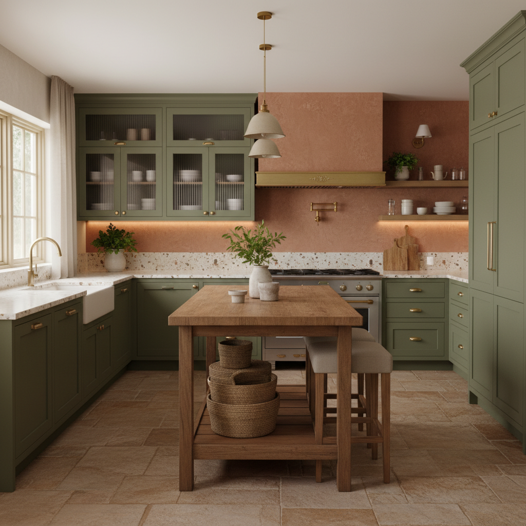 Contemporary Earthy Olive Kitchen