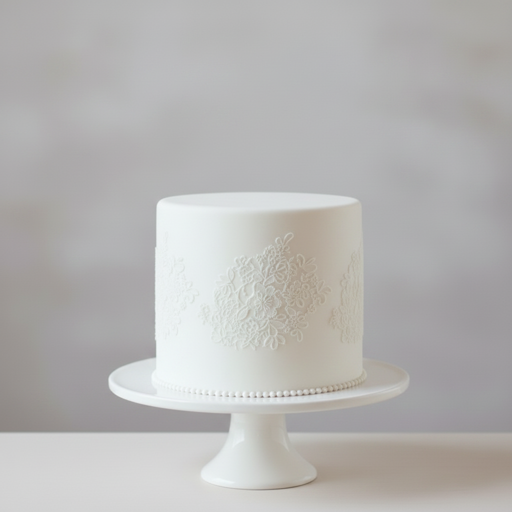 Vintage 1-tier fondant wedding cake Baltimore – Sugar Lace