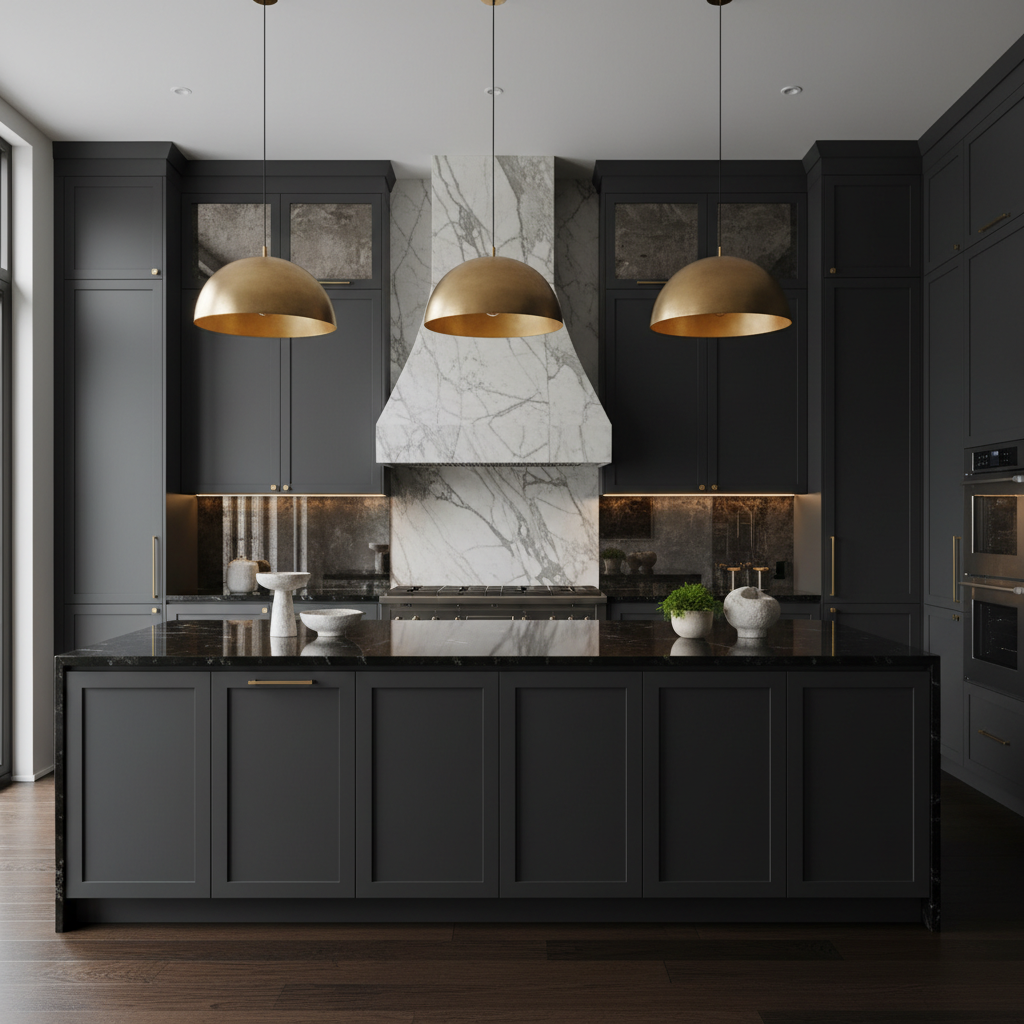 Contemporary Dramatic Dark Kitchen