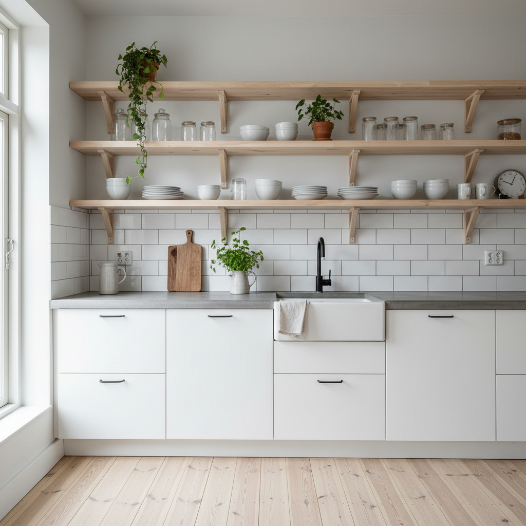 Scandinavian Open Shelving Kitchen