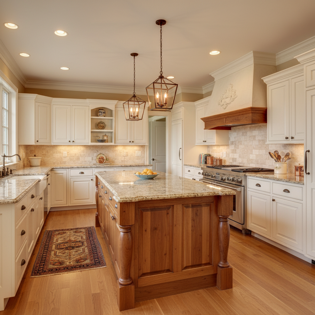 Traditional Two-Tone Warm Kitchen