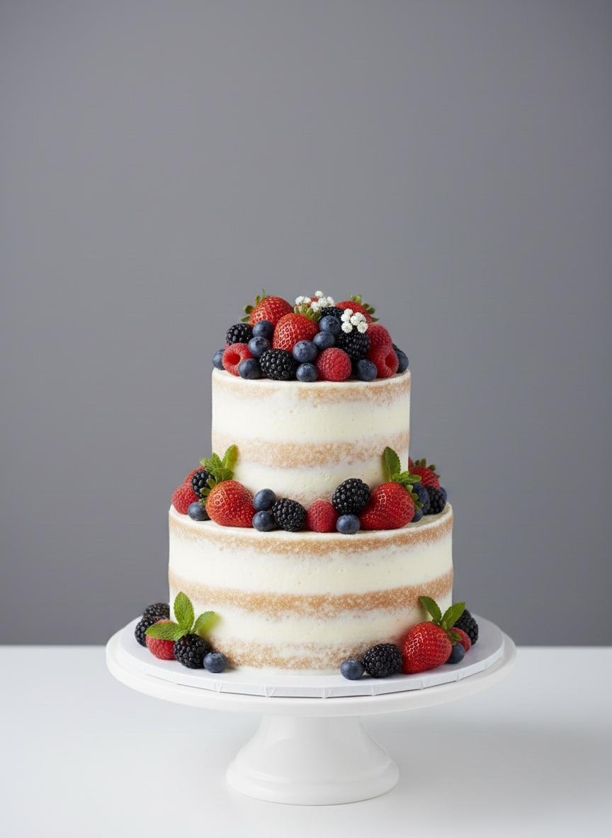 Rustic 2-tier naked wedding cake Baltimore – Berry Bliss