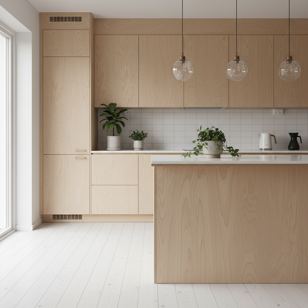 Scandinavian Plywood Minimal Kitchen
