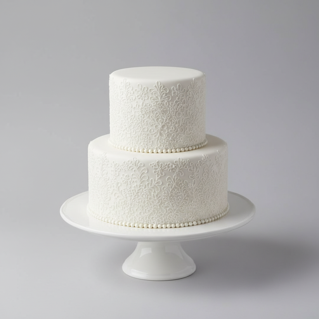 Vintage 2-tier fondant wedding cake Baltimore – Sugar Lace