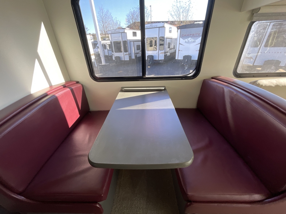 Booth dinette with burgundy leather seating