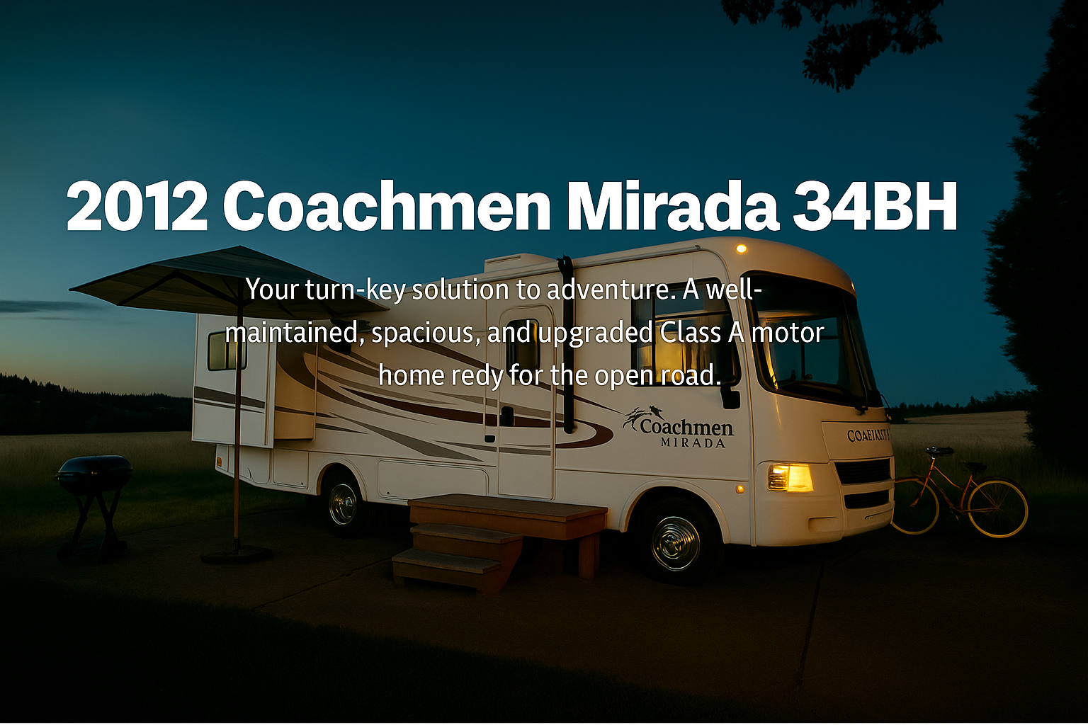 2012 Coachmen Mirada 34BH - Your turn-key solution to adventure. A well-maintained, spacious, and upgraded Class A motorhome ready for the open road.