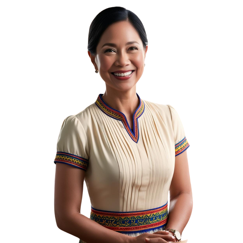 Professional Filipino Teacher in Traditional Cultural Attire