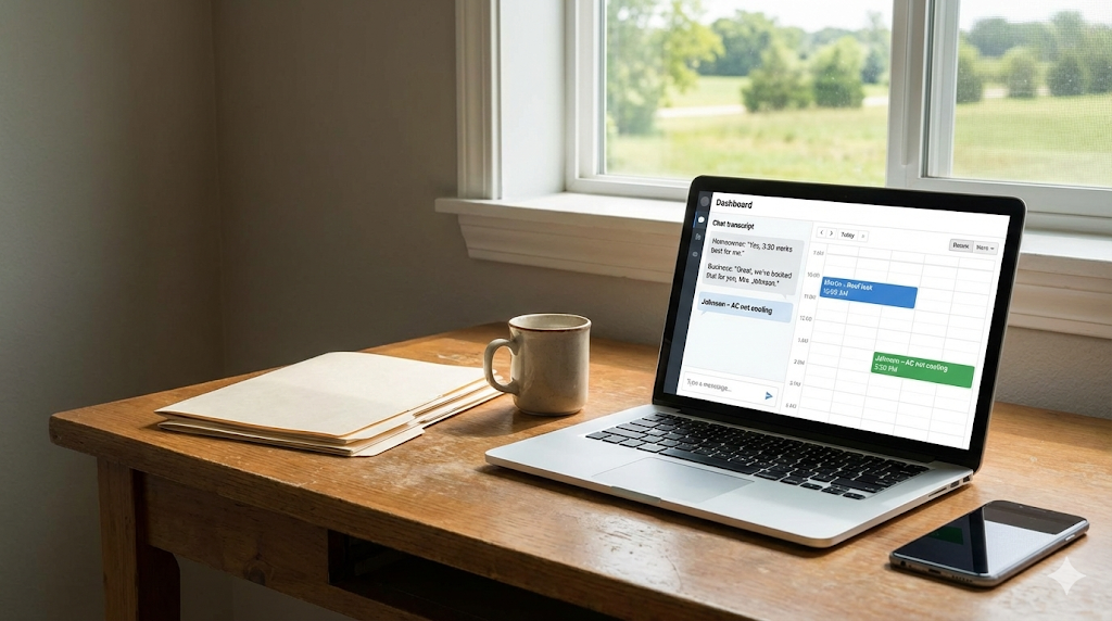 Laptop displaying dashboard with calendar and callback queue