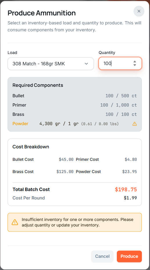 Produce Batches, Track Costs