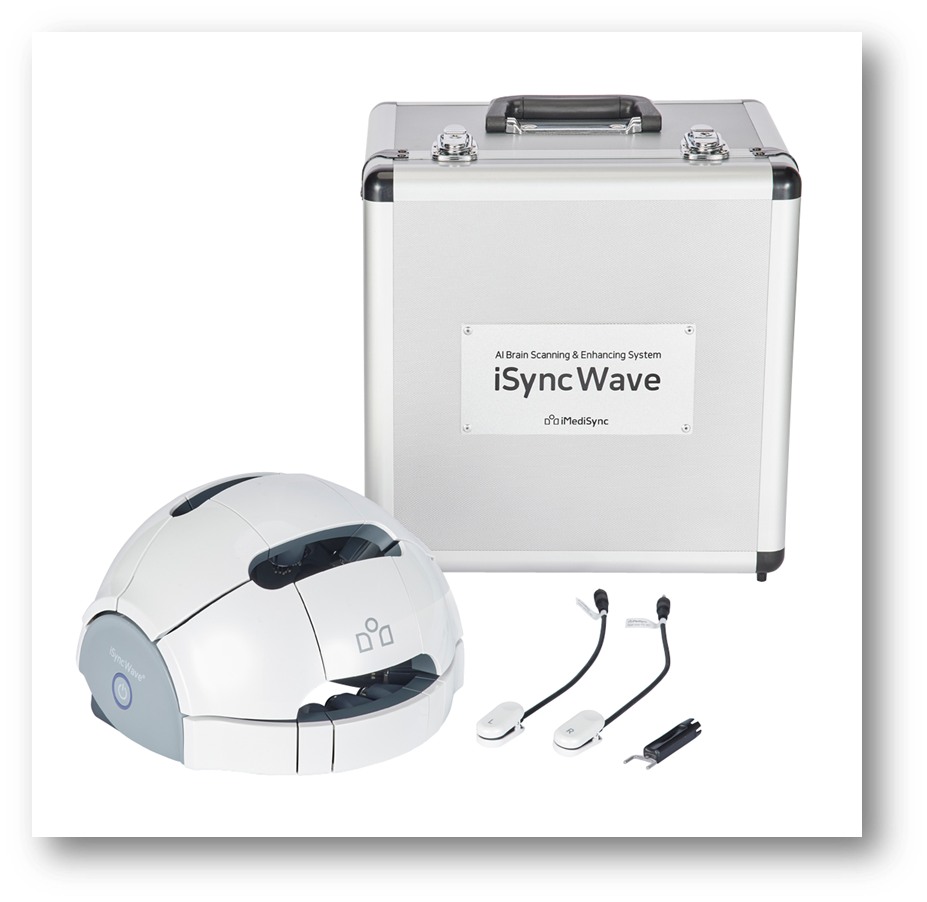 iSyncWave device with earclips and carrying case