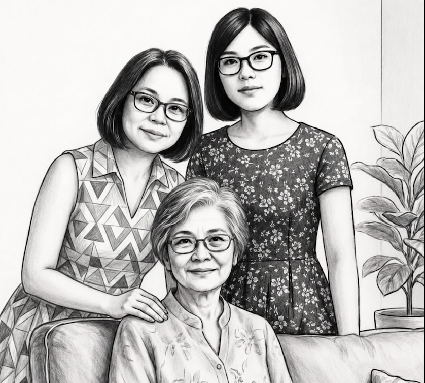 Three generations of women