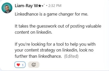 Liam-Ray testimonial about Linkedhance being a game changer for LinkedIn content creation