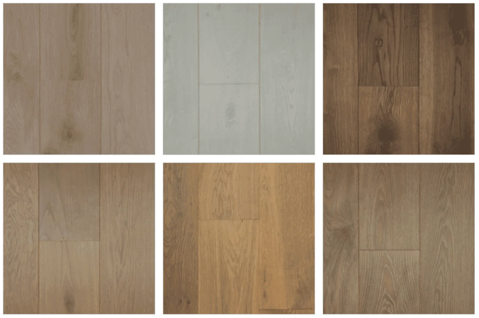 Nuancier Chêne New Cotton Mill - finitions huilées teintes variées