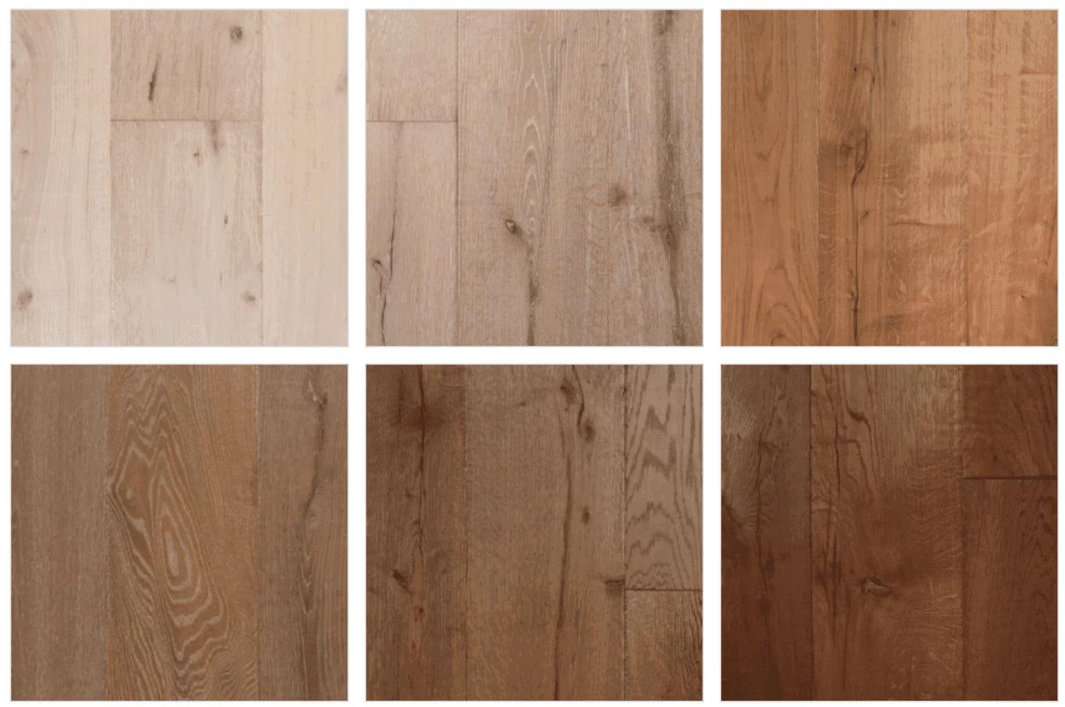 Nuancier Chêne Exclusive - finitions huilées teintes claires à moyennes