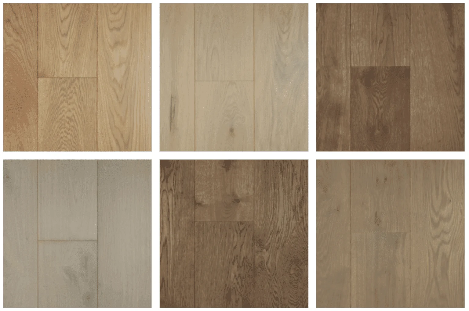 Nuancier Chêne New Cotton Mill - finitions huilées teintes claires à moyennes