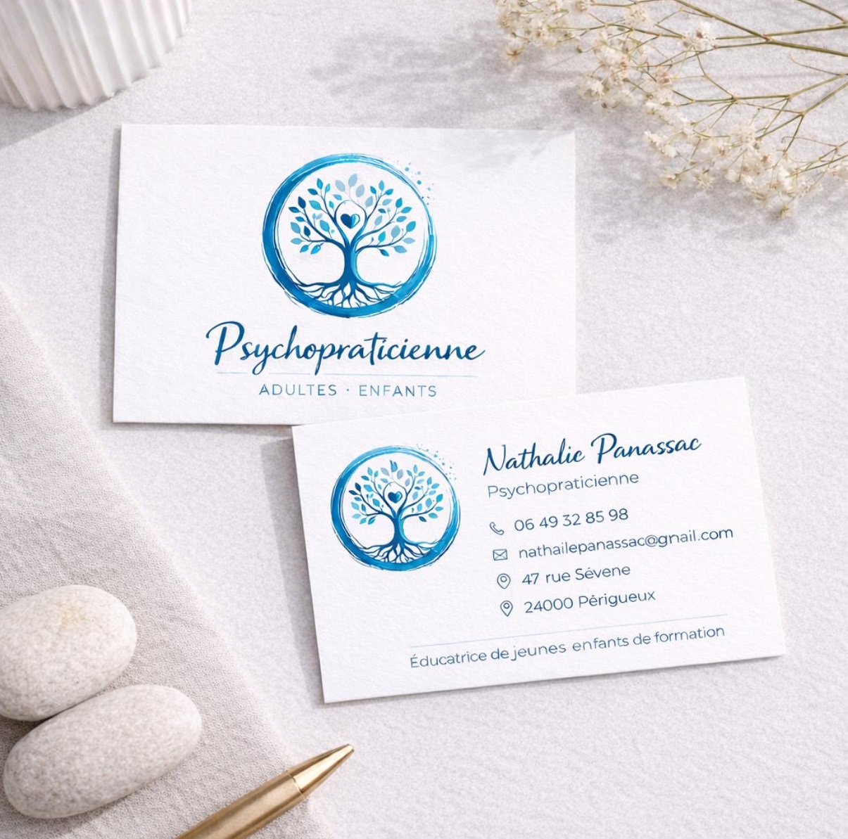 Cartes de visite Nathalie Panassac Psychopraticienne