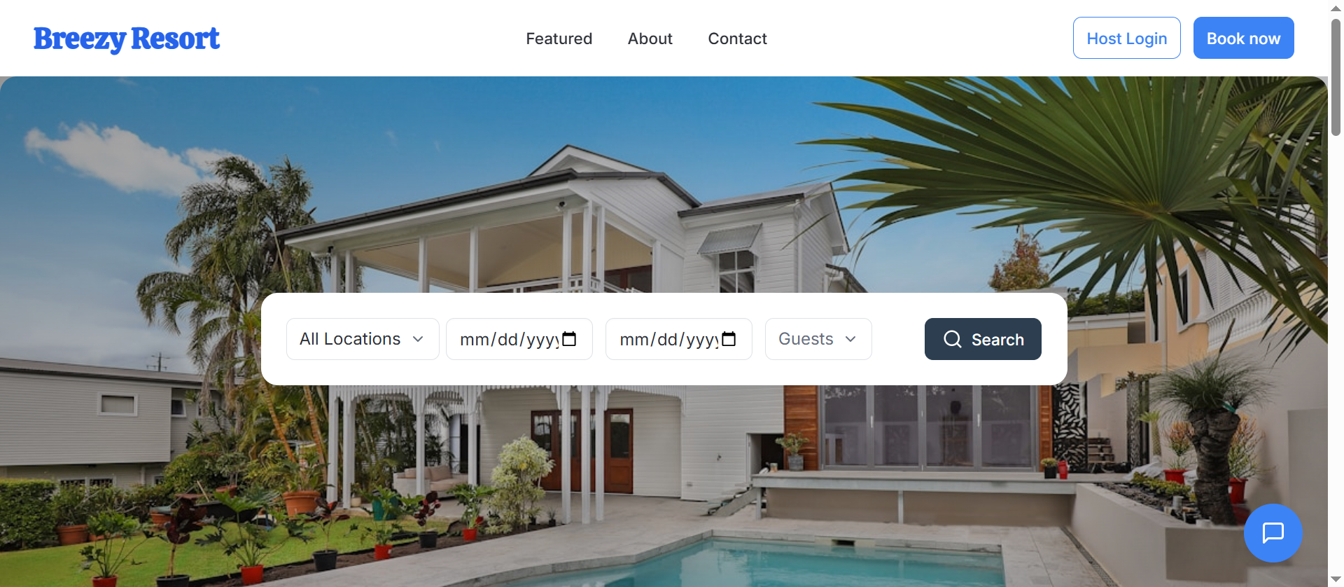 Professional Breezy Resort direct booking website interface showcasing a beautiful vacation rental property with modern design and user-friendly booking features.