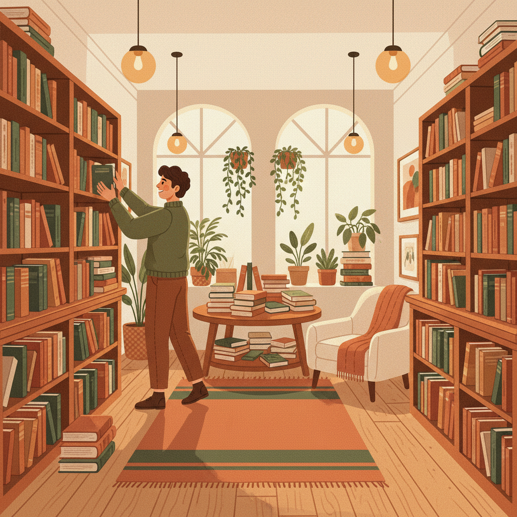 People reading in a bookstore