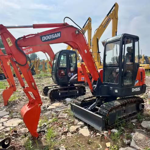 Doosan excavators on construction site