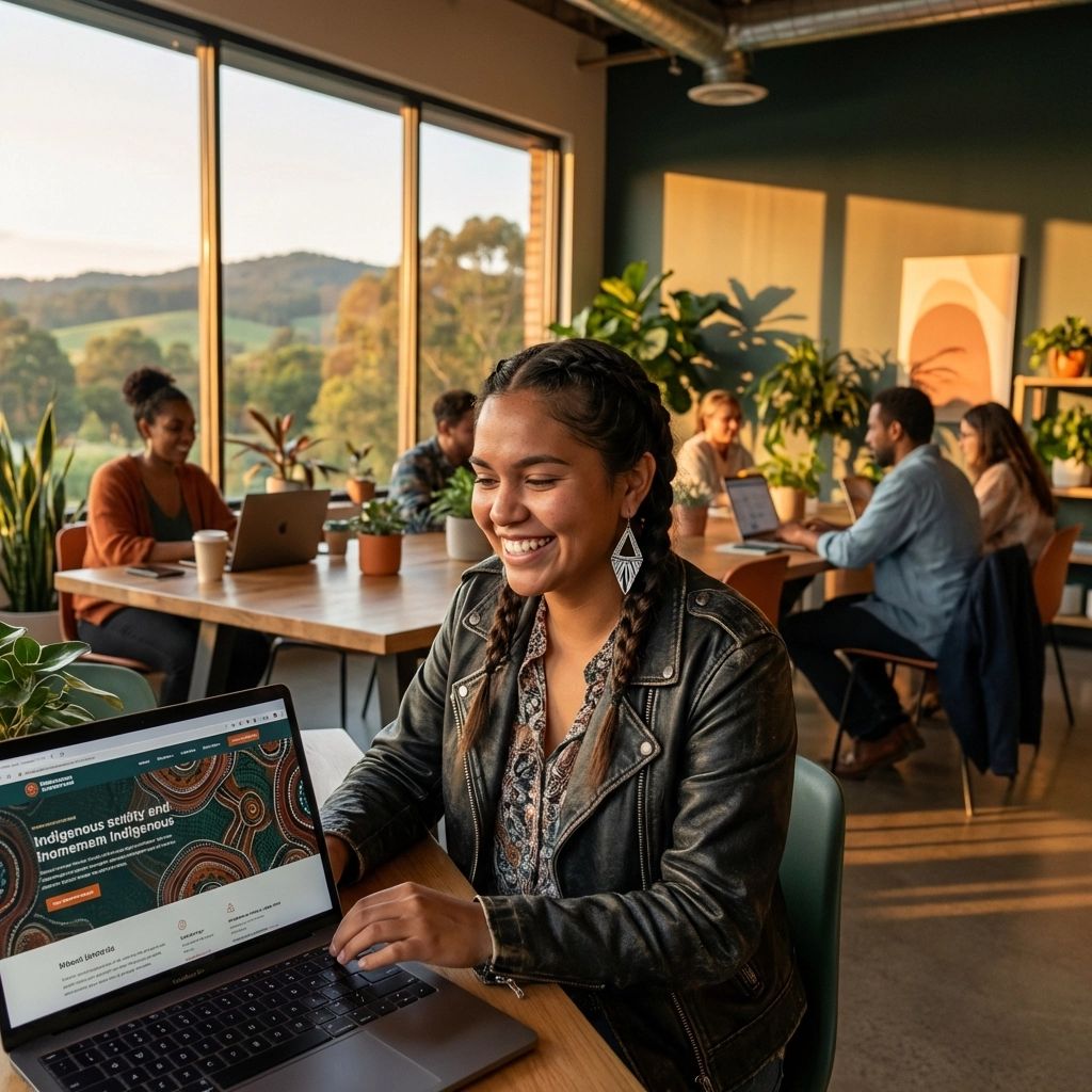 Woman with laptop in coworking space