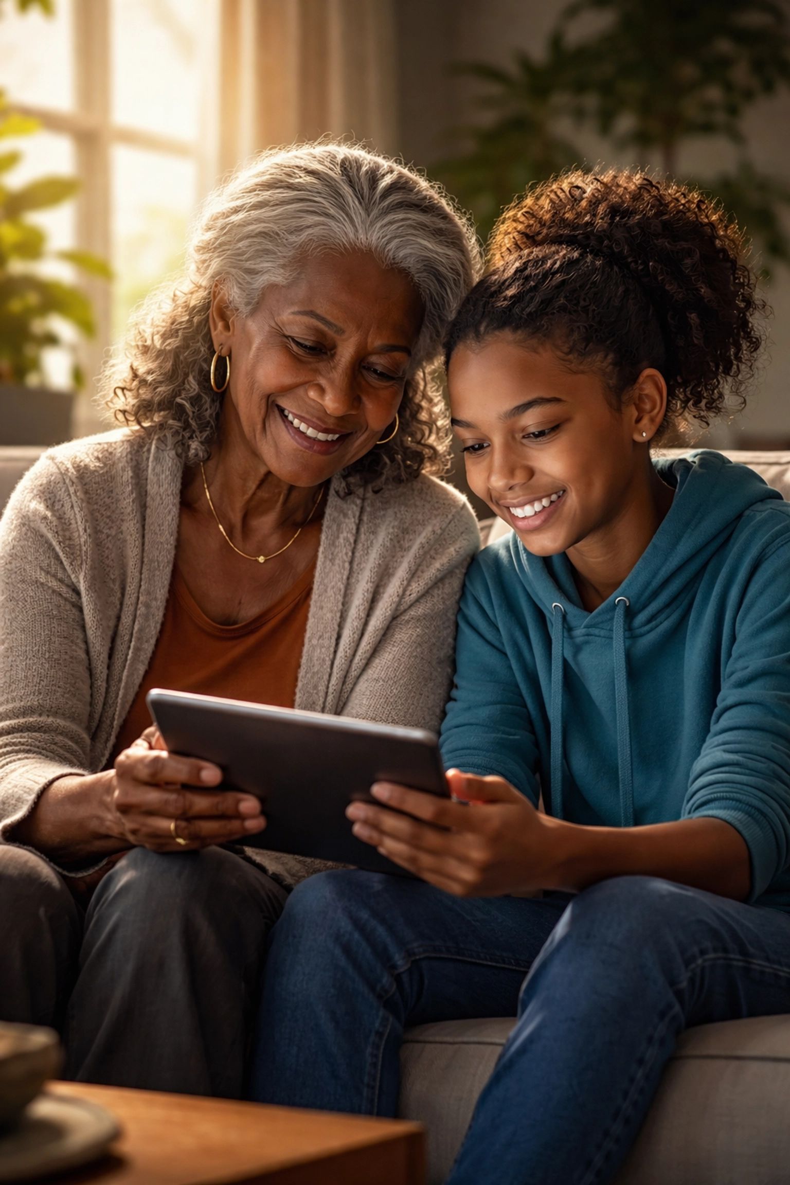 Grandmother and granddaughter