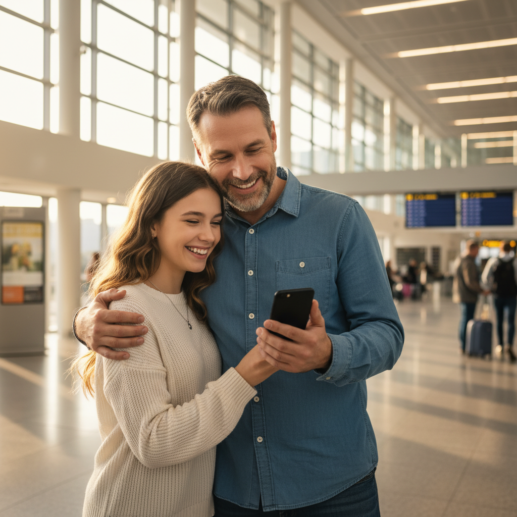 Father and Daughter at Airport