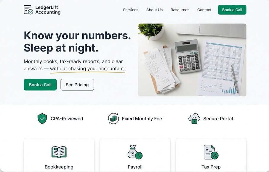 Accounting website example