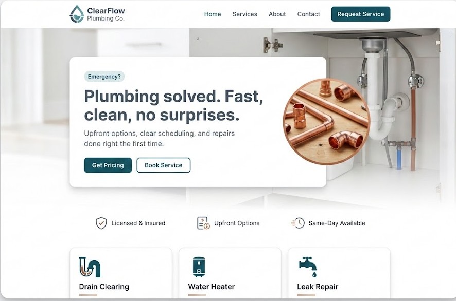 Plumbing website example