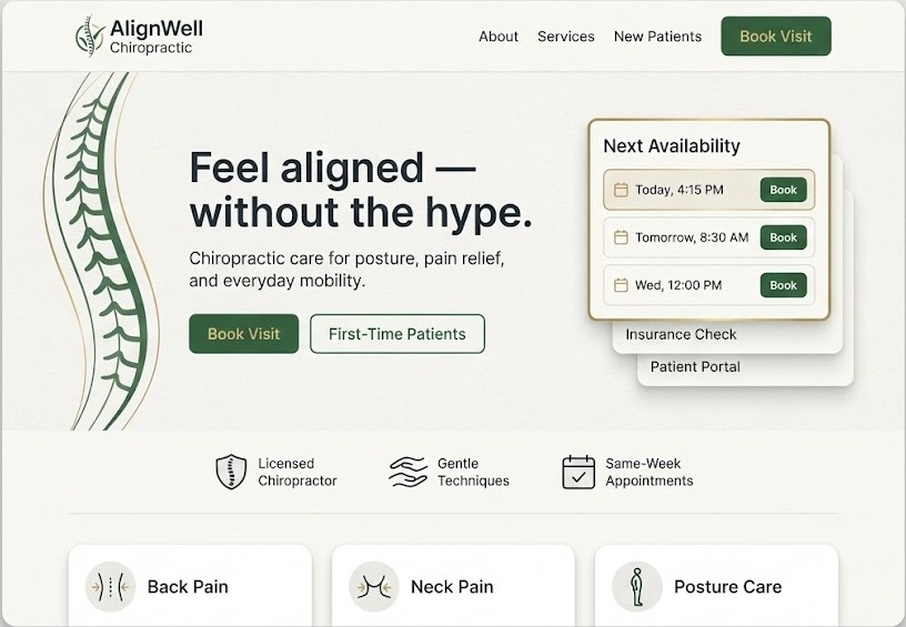 Chiropractor website example