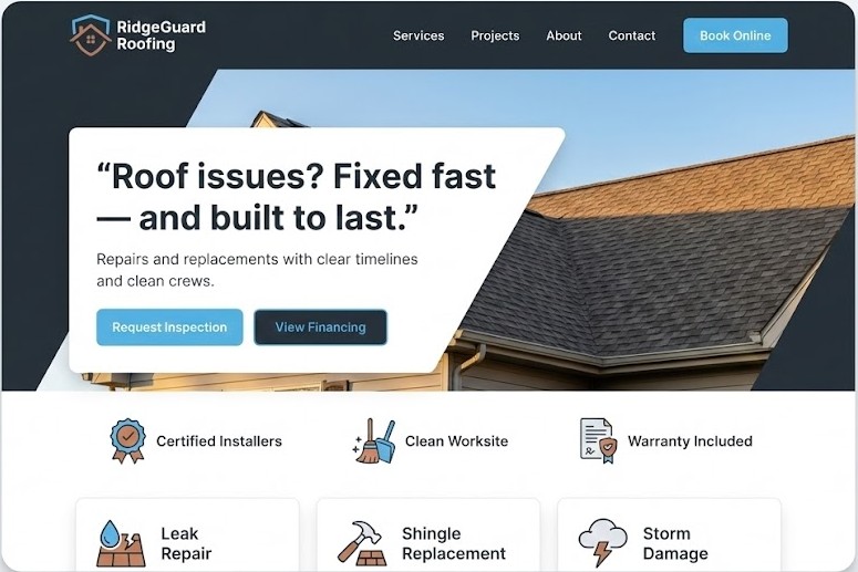 Roofing website example