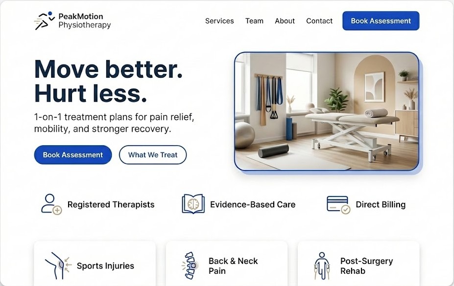 Physiotherapy website example