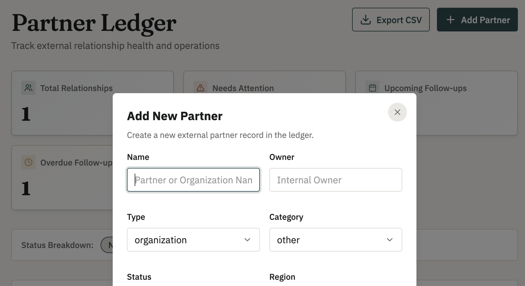 Vendor Tracker - vendor form