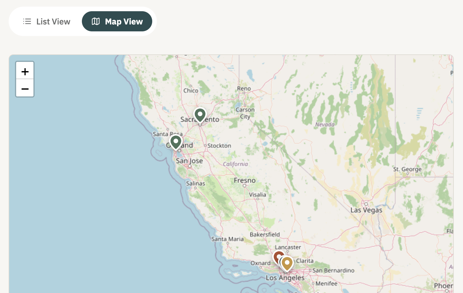 Vendor Tracker with map view of vendors by region