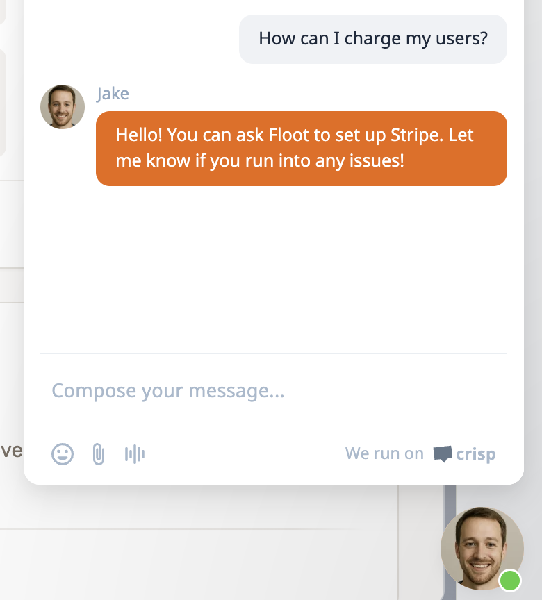 Supportive chat interaction showing business guidance
