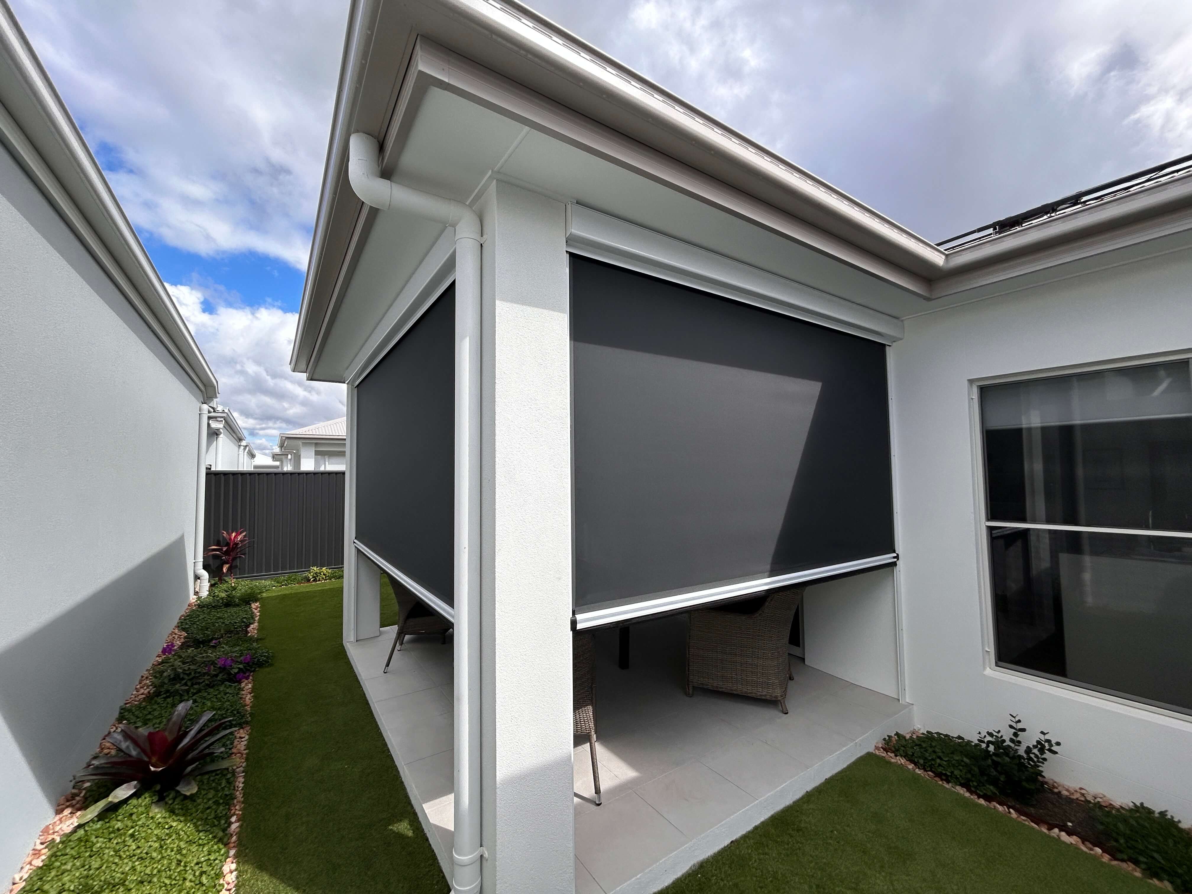 Ziptrak outdoor blinds exterior view