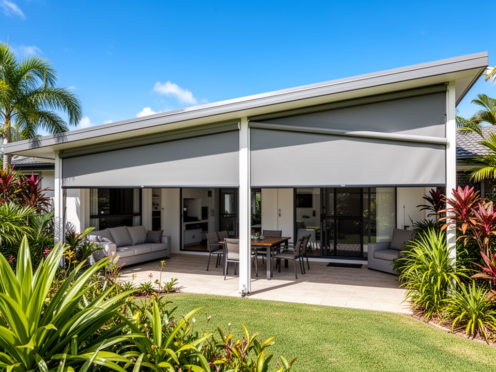 Ziptrak outdoor blind installation on a typical Sunshine Coast Queensland home